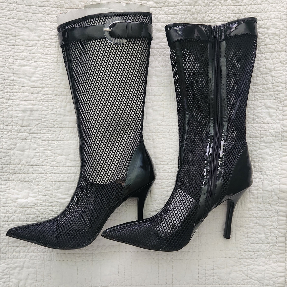 Black Mesh Stiletto Boots